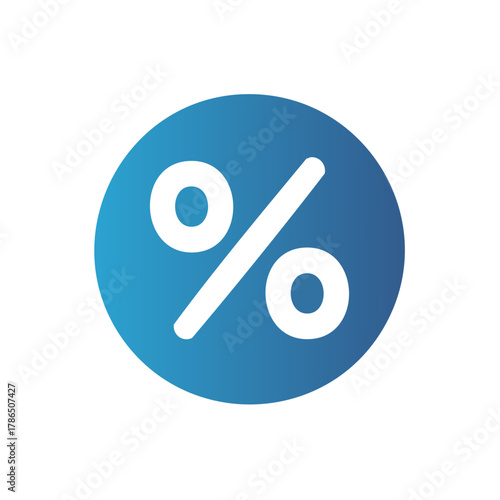 Blue Percentage Symbol within a Circle, Digital Icon
