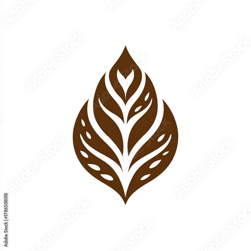 Bold cinnamon leaf logo in dark brown with stylized flame form and organic cutout details on white background