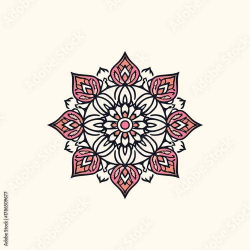 Beautiful Mandala Design A Decorative and Artistic Floral Pattern Element on White
