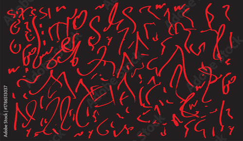 Abstract artistic red strokes dance across a solid black canvas, a striking visual interplay of color and form, igniting creativity and stirring curiosity. 