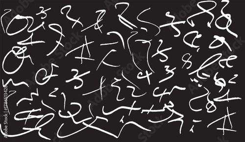 Abstract handwritten calligraphy and dynamic brushstrokes creates an artistic display on a solid black backdrop. The artwork captures the energy of creativity and freedom