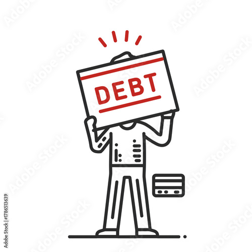 Debt Burden Protest Icon – Consumer Debt Financial Stress Illustration
