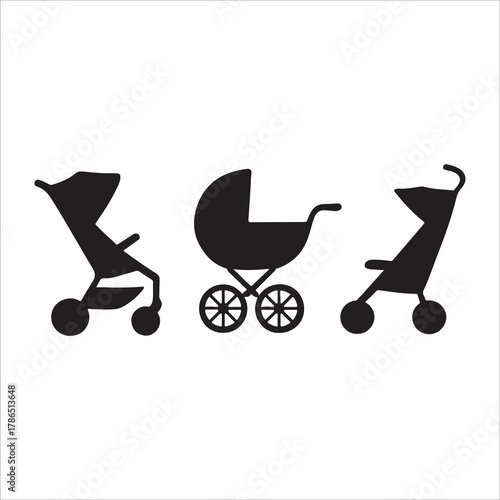 baby carriage vector icon silhouette