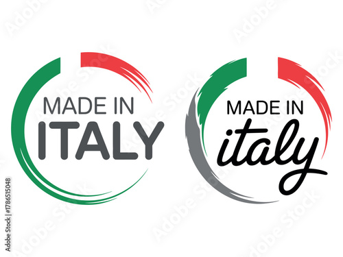 Two "Made in Italy" labels are shown on a white background.