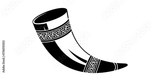 Viking Drinking Horn Rhyton Geometric Flat Vector Icon