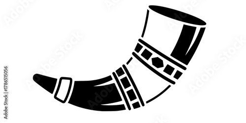 Viking Drinking Horn Rhyton Geometric Flat Vector Icon