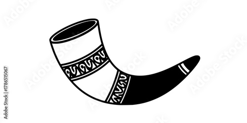 Viking Drinking Horn Rhyton Geometric Flat Vector Icon