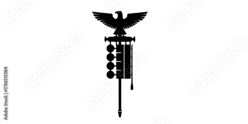 Roman Legionary Eagle Standard Aquila Silhouette Flat Vector