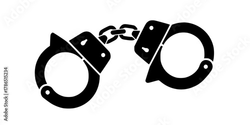 Old-Fashioned Handcuffs Simple Solid Flat Vector Icon