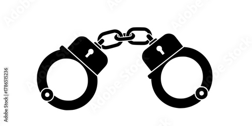Old-Fashioned Handcuffs Simple Solid Flat Vector Icon