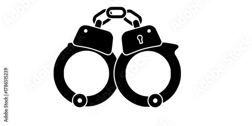 Old-Fashioned Handcuffs Simple Solid Flat Vector Icon