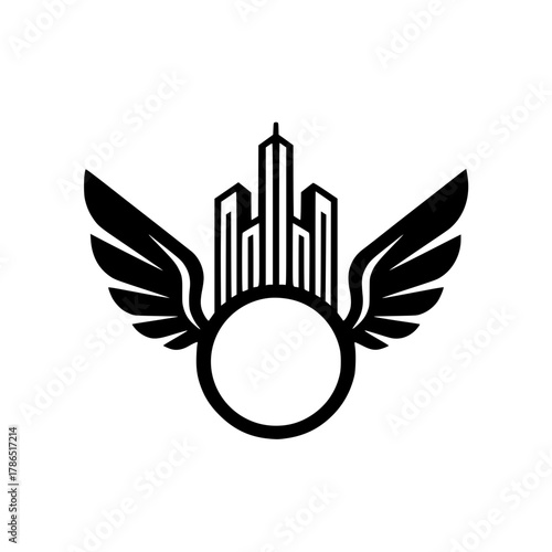 Winged City Logo: Symbol of Property and Fast Urban Development