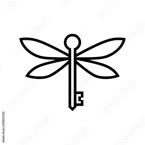 Dragonfly and Key Logo (Symbol of Freedom and Solution)