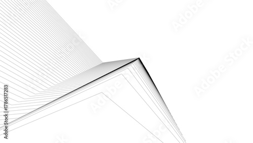 architecture geometric background, abstract lines 3d