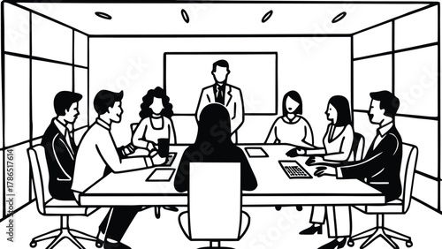 Business presentation in a conference room with a speaker