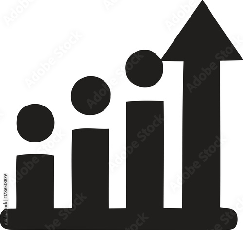 Growing bar chart with arrow pointing up symbolizing success