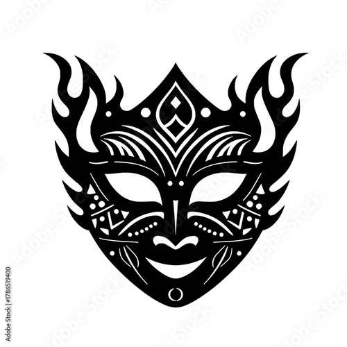 Vector Demon/Mythology Mask with Tribal Patterns