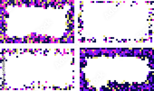 Set Of Nostalgia color Pixel frames Overlays 8 pixel colorful and monochrome overlays in and in a retro 8-bit game style.