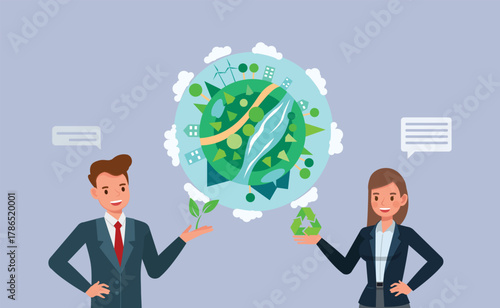 Corporate Social Responsibility concept flat character vector illustration design.