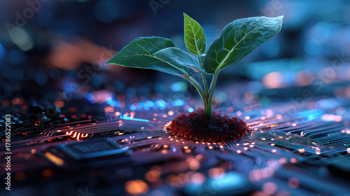 Glowing plant with electron...