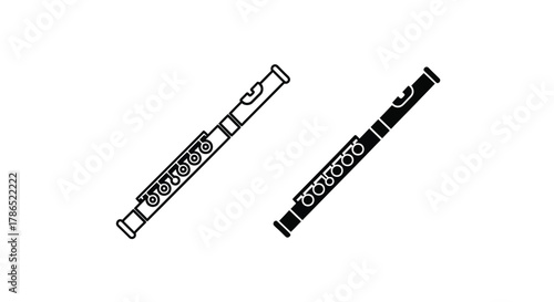 Two flutes, one outlined and the other solid black, presented on a white background.