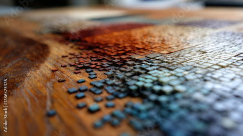 Close-up wooden surface tra...