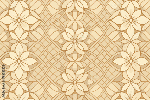 Illustration framework continuous petals interwoven mesh vector symmetrical floral symmetry lines