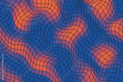 Pattern vector illustration geometric grids into featuring warp patterns bending seamless background