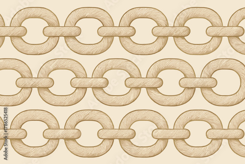 Chain repeating decorative fibers resembling loops connected design illustration linen vector links