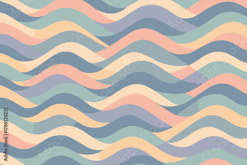 Vector hues geometric wavy seamless harmony layered illustration intersections bands pastel