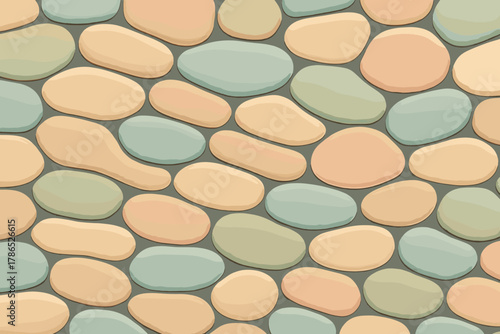 Pastel vector illustration mosaic stone alignment stones showing hues background seamless rhythmic