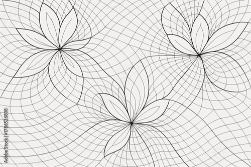 Blooming elegant featuring geometry floral abstract intersecting lines vector illustration outlines thin