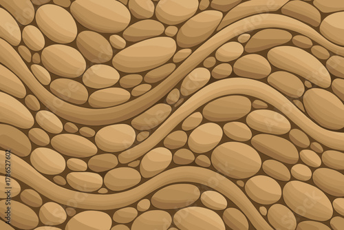 Curve flow rhythmic continuous composition stone flowing vector rounded arranged stones curves