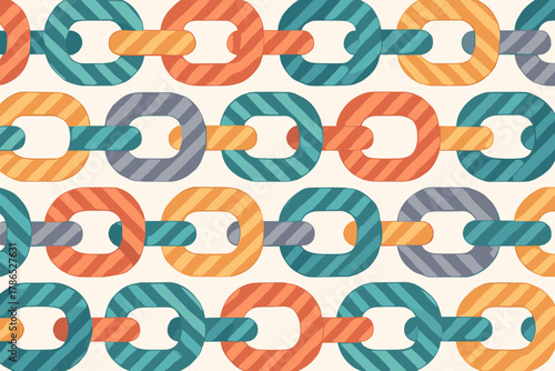 Illustration continuous vector flowing forming stripe seamless chains segments pattern