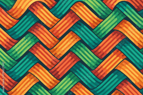 Vector waves motion wavelike alternating interlocking seamless linear interlocked stripe illustration striped