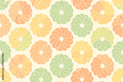 Background rings vector illustration overlapping rhythmic seamless circular floral pattern