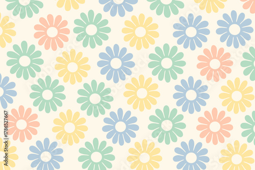 Floral ring repeating background alignment blossoms vector seamless illustration pattern tile uniform