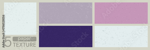 Set of colorful Korean rice paper background with grain pattern. Cream, purple, green craft paper with speckle effect. Organic material backdrops.