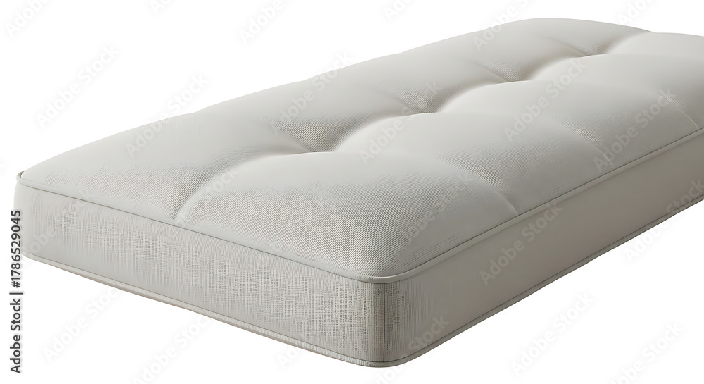 Obraz premium Close up of a rectangular white cushion with tufted detailing against a white background plain and simple ai generated