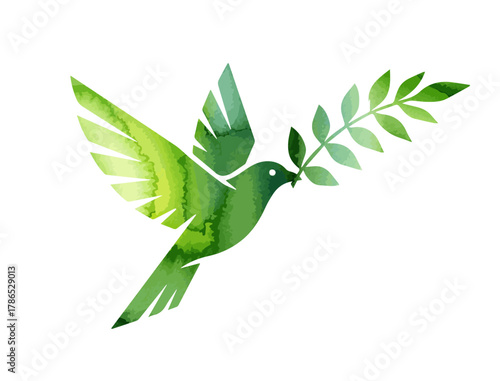 Foto Dove of peace abstraction with a twig
