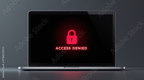 Laptop screen displaying access denied alert in dark setting