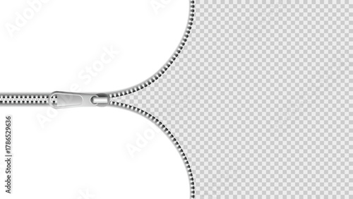 Shiny metal zipper, studio shot emphasizing reflective surface and craftsmanship of zipper design