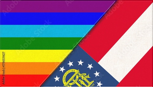 Flags of LGBT and Georgia. LGBT and Georgia official flags
