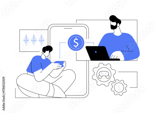 Online game monetization isolated cartoon vector illustrations.