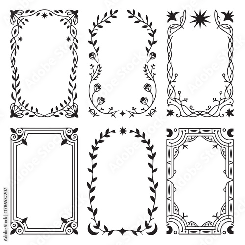 PrinVintage Ornate Art Nouveau Frames Vector Sett