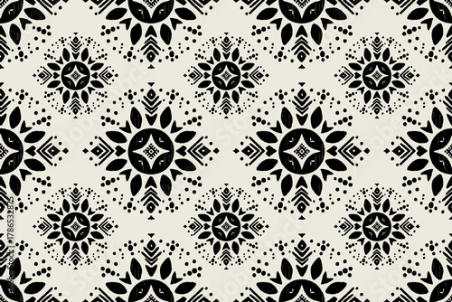 seamless patterns with floral. Oriental vector damask pattern. Ancient art of the Arabesque. Tribal ethnic texture. Ikat motif on the carpet. Aztec style. Indian rug. Gypsy, Mexican embroidery.