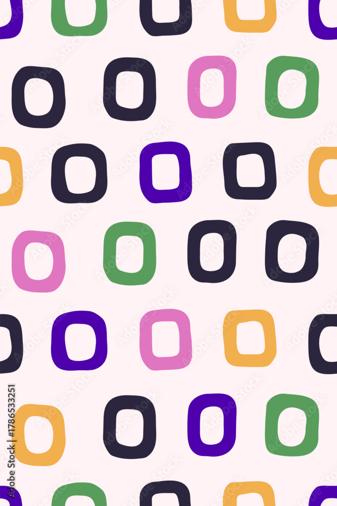 Fototapeta premium Mid century modern seamless pattern. Abstract geometric design. 70s retro style aesthetic. Vector for wallpaper, fabric