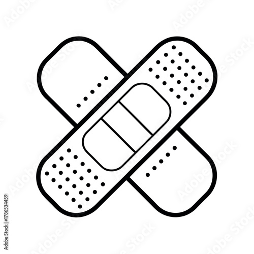 Adhesive Band Line Art Vector Illustration