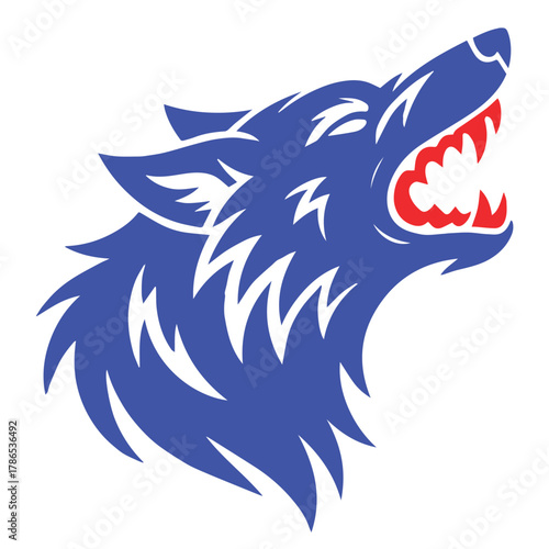 wolf head blue tribal lineart profile mascot vector badge