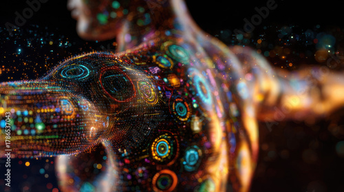 Human body surrounded by fl...